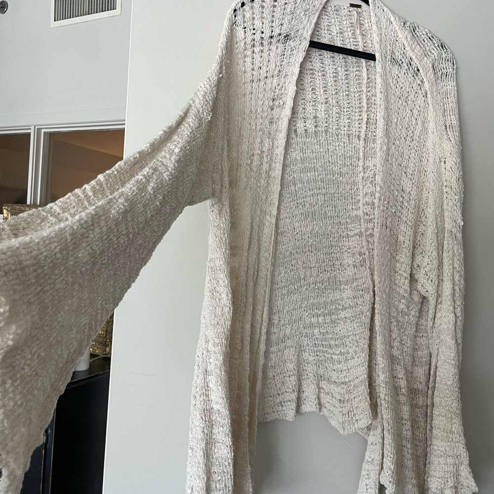 Free People cream knit cardi